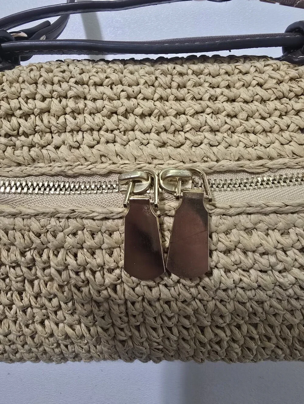 Tory Burch Romy Straw Slim Top Handle Bag